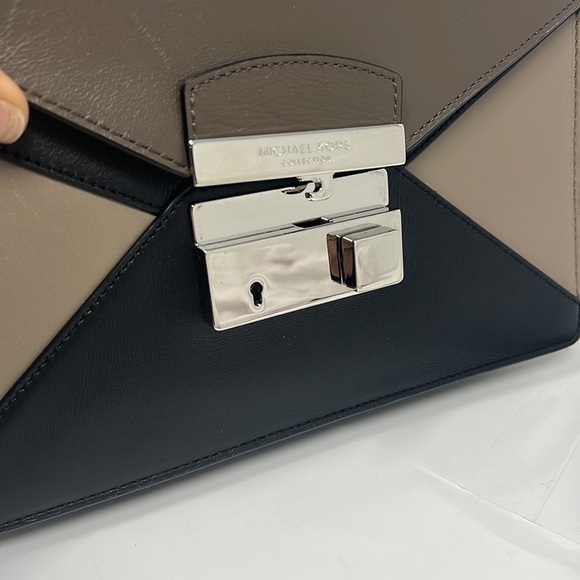 Michael Kors Collection Gia Medium Tricolor Crossbody Bag, Elephant - Picture 12 of 15